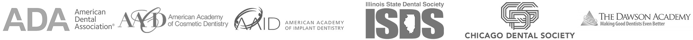 Professional associations: ADA, AACD, AAID, Illinois State Dental Society, Chicago Dental Society and The Dawson Academy